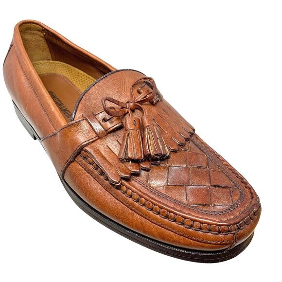 Johnston‎ & Murphy Brown Leather Lattice Vamp Tassel Loafers - Picture 3 of 11